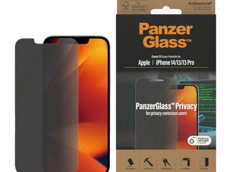 iPhone 14   13   13 Pro PanzerGlass AntiBacterial Classic Fit Skærmbeskyttelse - Privacy - Platinum Strength - Gennemsigtig Online Sale