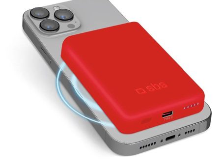 SBS Mag PowerBank 5000 mAh m. USB-C & Trådløs Opladning - Rød For Sale