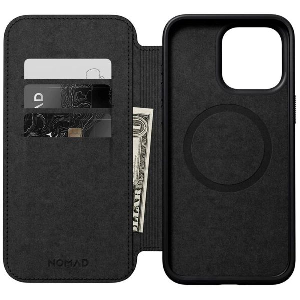 Nomad iPhone 15 Pro Max Modern Leather Folio Cover - MagSafe Kompatibel - Sort For Sale