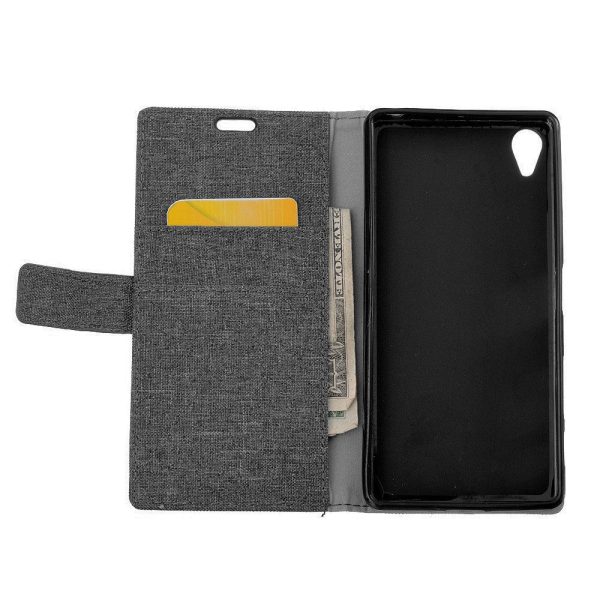 Sony Xperia L1 Cloth Texture Wallet Etui Sort Supply