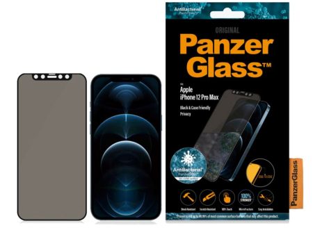 iPhone 12 Pro Max PanzerGlass AntiBacterial Standard Fit Skærmbeskyttelse - Privacy Glass - Sort Online Sale