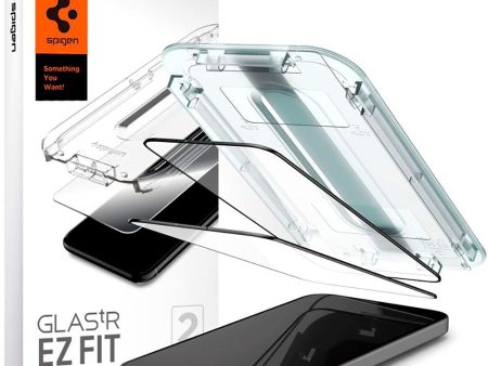 iPhone 15 Spigen EZ Fit Glas.tR Skærmbeskyttelse - 2 stk. - Case Friendly - Sort Kant Sale