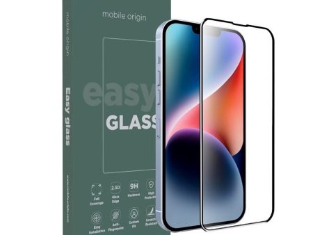 iPhone 14   13   13 Pro Mobile Origin EasyGlass Skærmbeskyttelsesglas - Gennemsigtig   Sort Kant For Sale