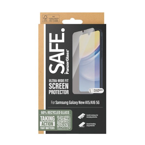 SAFE by PanzerGlass - Samsung Galaxy A16 Ultra-Wide Fit Skærmbeskyttelsesglas - Gennemsigtig Online Hot Sale