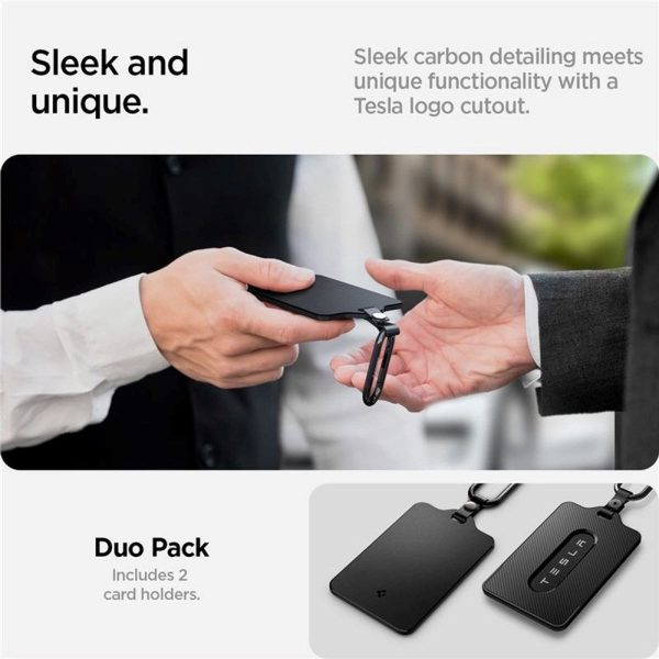 Spigen - Tesla Nøglekort Holder m. Karabinhage - 2-Pack - Sort on Sale