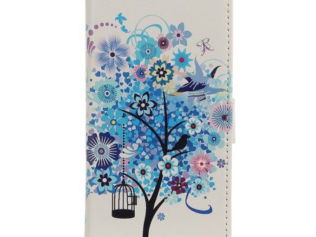 Sony Xperia L4 Læder Cover m. Pung - Blomster Træ Blå on Sale