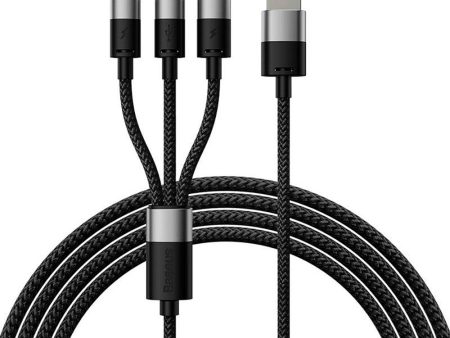 Baseus StarSpeed - 3-i-1 18W USB-A Multi Kabel m. USB-C, Lightning & Micro-USB - 1.2m - Sort Online Sale