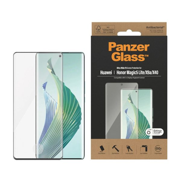 Honor Magic5 Lite PanzerGlass Ultra Wide Fit Skærmbeskyttelse - Platinum Strength - Sort Kant For Discount