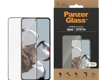 Xiaomi 12T   12T Pro  PanzerGlass Ultra Wide Fit Skærmbeskyttelse - Platinum Strength - Sort Kant Online now